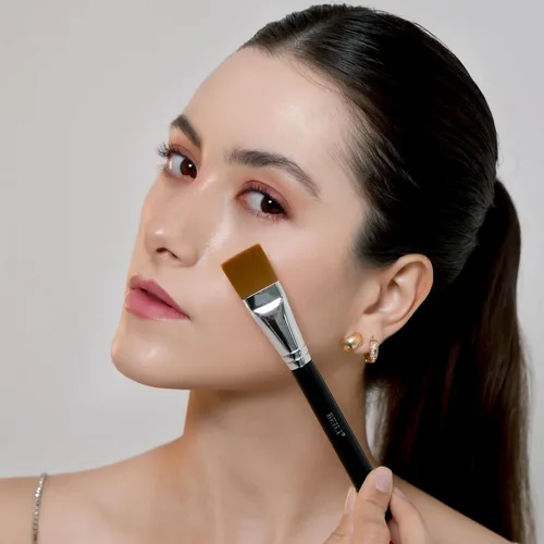 Vista 7 de BEILI Juego de brochas de base para líquido, crema y polvo, cepillo de maquillaje de cara plana para máscara y corrector, herramientas de mezcla