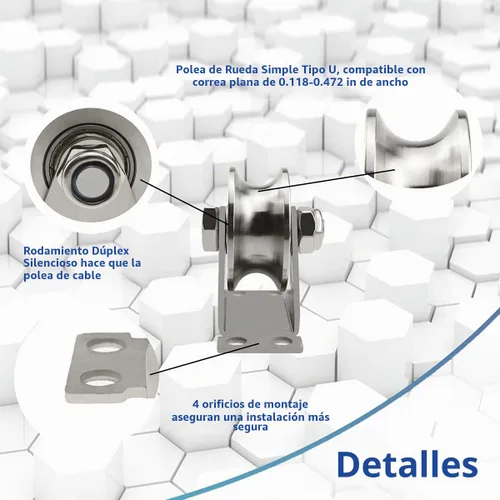 Vista 3 de Polea de rueda de ranura de acero inoxidable, bloque de polea súper silencioso para equipos de gimnasio de bricolaje, rodamiento dúplex desmontable