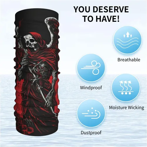 Vista 5 de HERRECX angel demon skeleton skull grim reaper red Neck Gaiter Face Cover Scarf Balaclava Bandana for Women Men Gaiter Mask for Motorcycle Cycling