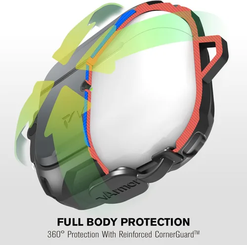 Vista 3 de VENA vArmor - Funda resistente compatible con Apple Airpods 3 2021, mecanismo de bloqueo seguro, resistente a prueba de golpes, con mosquetón