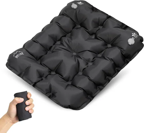 Vista 21 de ONTYZZ Cojín inflable para asiento de avión, ligero 2 piezas Negro