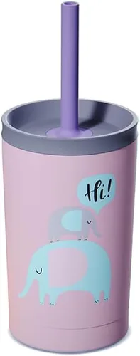 Vista 10 de asobu Vaso de acero inoxidable para niños con tapa flexible con popote Botella de agua aislada Vaso de viaje reutilizable de 12 onzas (azul)