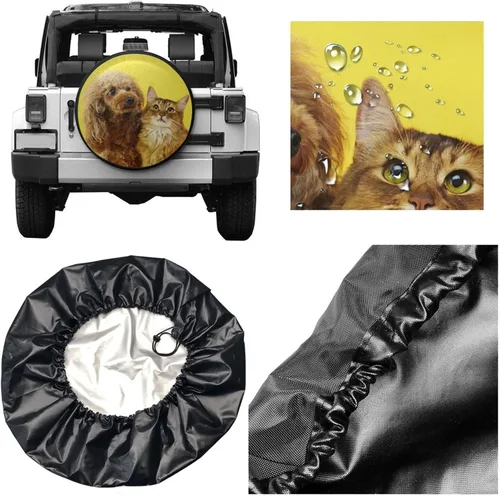 Vista 4 de Cubierta de neumático de repuesto personalizada, impermeable, a prueba de polvo, universal, para Jeep Trailer RV SUV Truck (14" 15" 16" 17")
