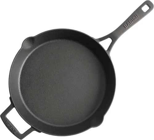 Vista 2 de Babish 10-Inch Preseasoned Cast Iron Skillet – Durable Non-Stick Frying Pan for Searing, Sautéing, and Oven Use