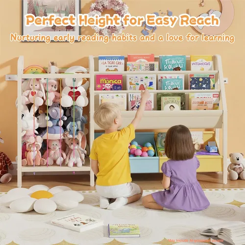 Vista 3 de B5 - Estantería infantil y almacenamiento de juguetes, estante para libros para habitaciones de niños, estantes para libros para niños pequeños