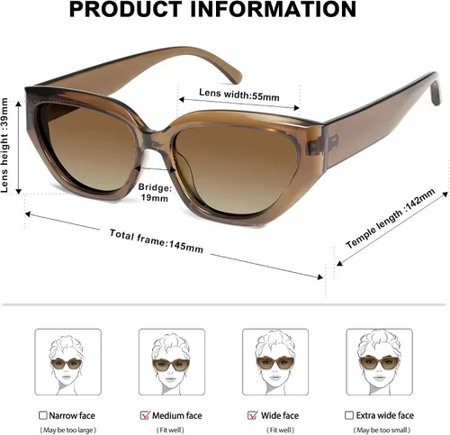 Vista 17 de SOJOS Gafas de sol polarizadas de ojo de gato lindo de moda para mujer Cateye SJ2237