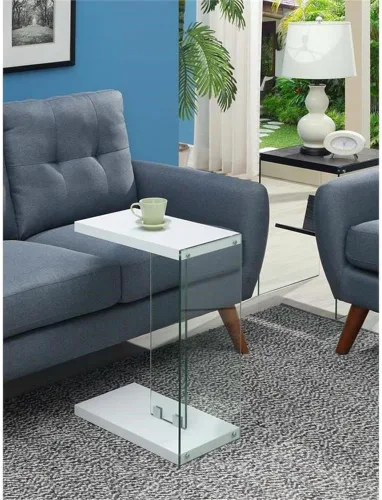 Vista 2 de Convenience Concepts SoHo C Mesa auxiliar, color blanco