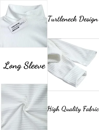 Vista 4 de TURETRENDY Camisetas elásticas para hombre, cuello alto, manga larga, de punto, casual, ajustadas, básicas