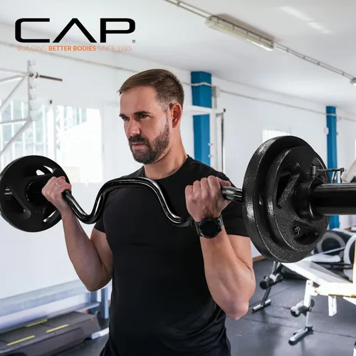 Vista 6 de CAP 48" Olympic Super Curl Bar Heavy Duty Solid Steel, 500 lb Capacity