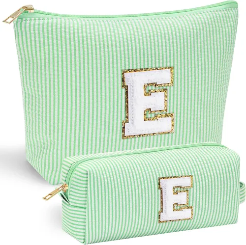 Vista 83 de YOOLIFE Regalos del Día de la Madre para Mujeres, Bolsa de Maquillaje con Iniciales, Bolsa de Maquillaje para Viaje, Bolsa de Maquillaje Negro