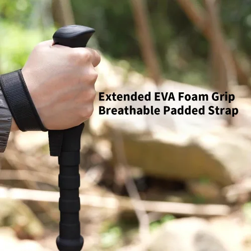 Vista 7 de Selfie Trekking Pole – Ultralight 7075 Aluminum Hiking Poles with Built-in 1/4” Mount, Selfie Clamp, Tripod & Camera Kit – Adjustable Flip-Lock