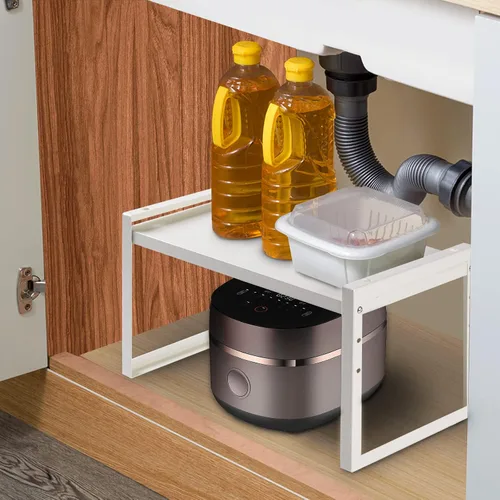Vista 7 de Estante grande para especias, estante de almacenamiento expandible para gabinete, organizador de metal de acero apilable resistente para el hogar