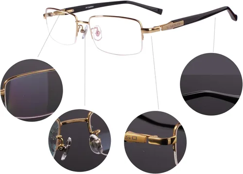 Vista 3 de Agstum Gafas ópticas de titanio con montura de media llanta 55-18-145