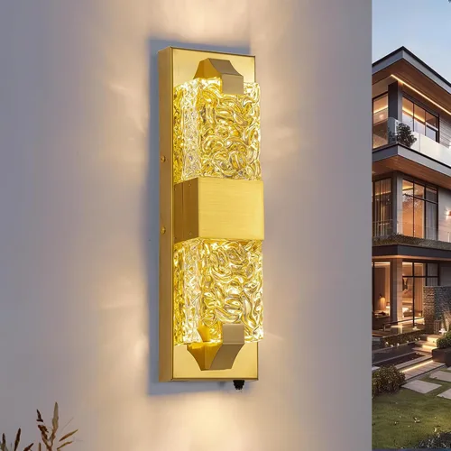 Vista 14 de Luz de pared inteligente para exteriores, RGB, App y Alexa, dorado