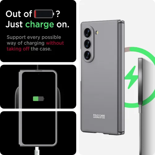 Vista 2 de Miimall Funda ultradelgada para Galaxy Z Fold 6, funda de cuerpo completo con protector de pantalla integrado, apto para bolsillo, a prueba de Gris