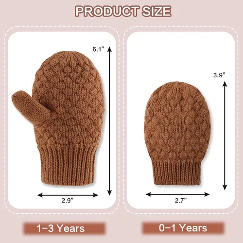 Vista 16 de Guantes de punto para bebés, niños y niñas, guantes de invierno para recién nacidos, guantes de 0 a 3 años