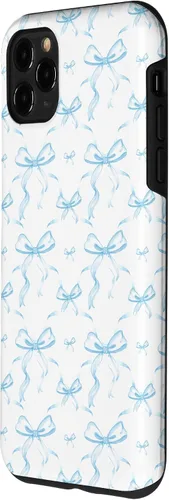 Vista 2 de Cintas y lazos estéticos de color azul claro para iPhone 11 Pro Max en estuche de acuarela