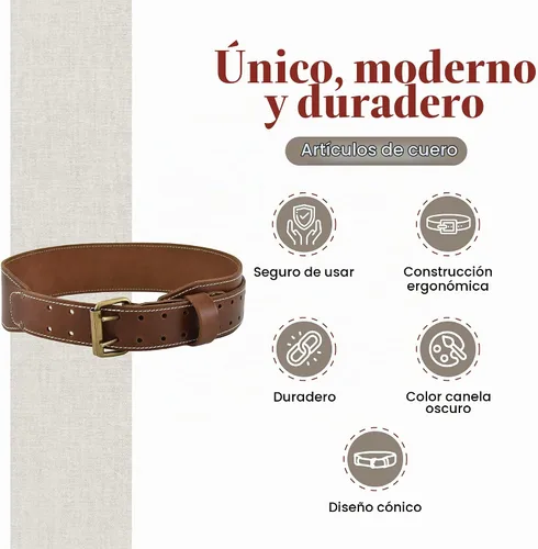 Vista 4 de Style n Craft - Cinturón de trabajo de cuero de grano completo extra largo de 3 pulgadas de ancho, cinturón duradero y resistente, color marrón