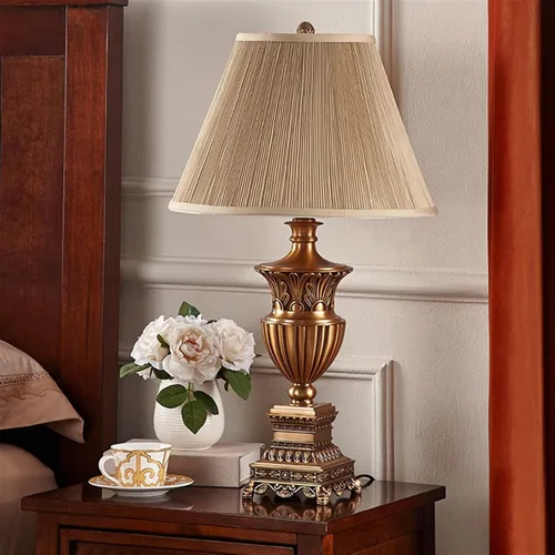 Vista 6 de Lámpara de escritorio de 27.95 pulgadas, lámpara de mesa de lujo, lámpara de mesa de metal para dormitorio, sala de estar, oficina, lámpara