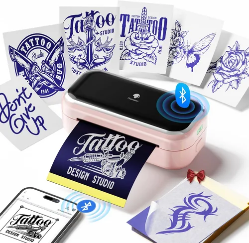 Vista 8 de Phomemo TP31 - Impresora de plantillas de tatuajes, mini fabricante de tatuajes temporales con 30 piezas de papel de transferencia, máquinas