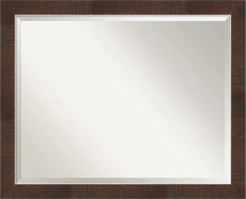 Vista 11 de Amanti Art Espejo de baño marrón para sobre lavabo, espejo rectangular de 24x20 Caleb Brown para tocador, marco rústico pequeño de estilo campestre