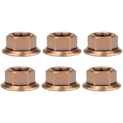 Vista 53 de Tuercas hexagonales Titanium DIN6923 (paso M5 0.03 in, negro) M5 M6 M8 M10 M12 M14 M16 para bicicletas, motocicletas, coches, paquete de 6