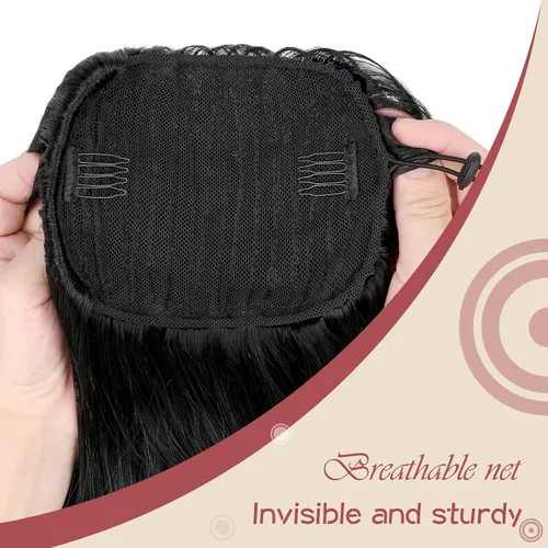 Vista 3 de FELENDY Extensión de cola de caballo con cordón de 22 pulgadas de largo, ondulado, envolvente, cola de caballo, cabello rizado con clip para mujer