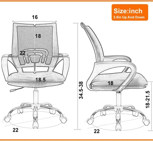 Vista 3 de FDW Silla ergonómica de oficina, silla de escritorio para el hogar, silla de computadora de malla para juegos, con respaldo lumbar, apoyabrazos