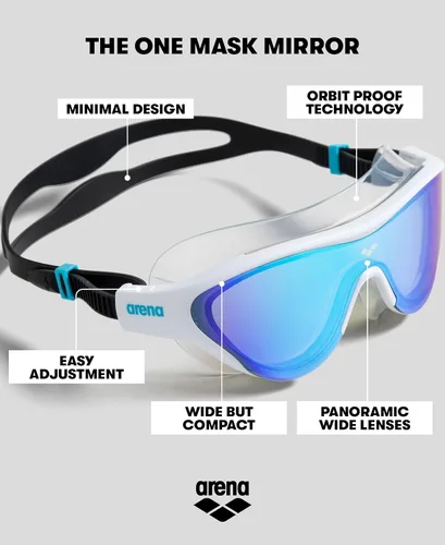 Vista 2 de ARENA Gafas de natación unisex para adultos, gafas de natación para hombres y mujeres, de gran ajuste, espejo de policarbonato/lente sin espejo