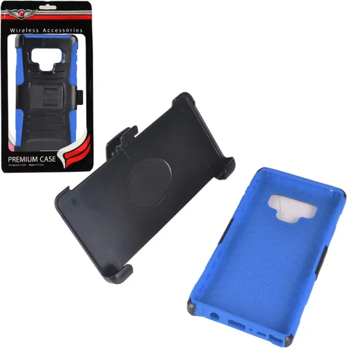 Vista 6 de Compatible con Samsung Galaxy Note 9 SM-N960 Note9 - Funda híbrida con soporte y clip para cinturón - CV1 Azul