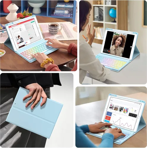 Vista 7 de GOKOCO Keybaord - Funda para iPad 10.2, color blanco
