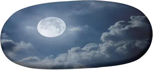 Vista 3 de XISUNYA Mantel ovalado ajustable para mesa de patio, mantel de poliéster elástico con luna, cielo nocturno con estampado de luna completa, se adapta