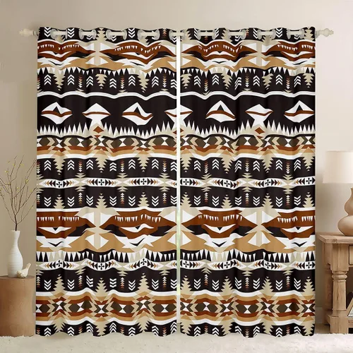 Vista 11 de Cortinas y cortinas occidentales de 76 x 45 pulgadas, cortinas aztecas, exóticas, nórdicas, bohemias, opacas, tribu india, geometría, étnica