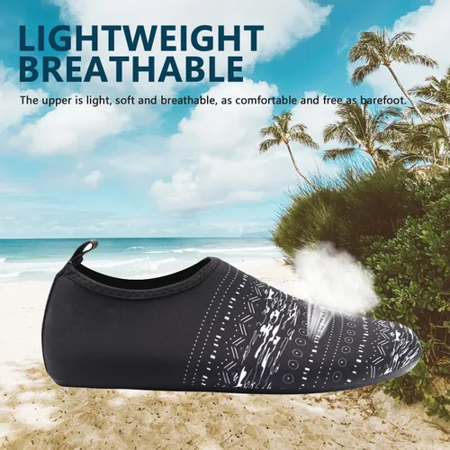 Vista 3 de Valennia Zapatos de agua para hombre y mujer, sin cordones, de secado rápido, ligeros, calcetines acuáticos para playa, natación, yoga, deportes al