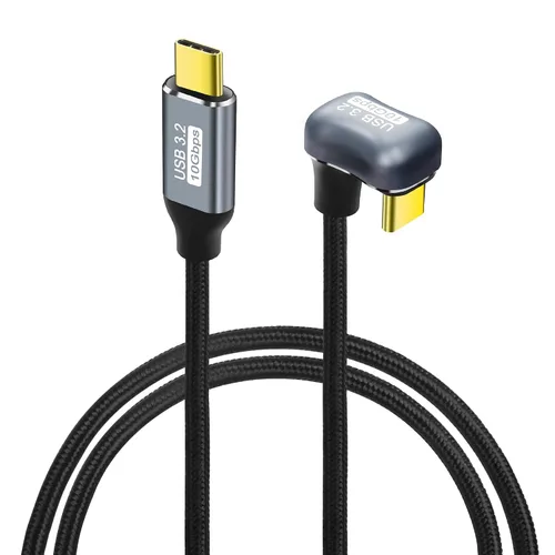 Vista 8 de GELRHONR Cable de carga rápida USB C en forma de U, cable USB 3.2 Gen 2 en ángulo de 180 grados, cable de carga tipo C macho a macho PD100W, 10Gbps