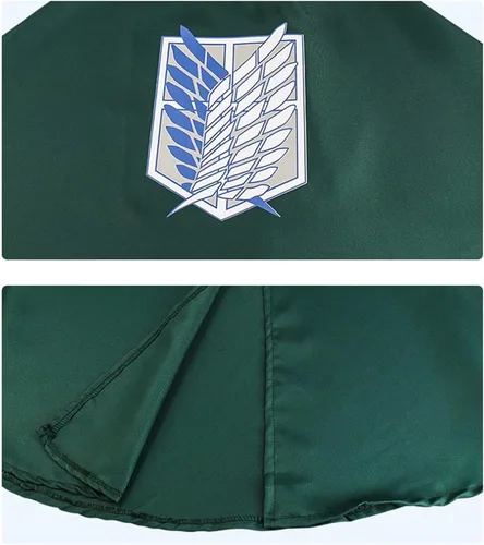 Vista 5 de Anqtovp 2 capas de cosplay de anime, capa verde con capucha con collar, capa de alas para disfraz de anime de 29.9 pulgadas de longitud, Verde