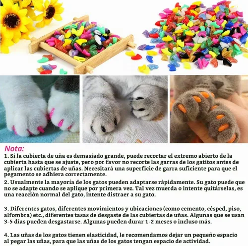 Vista 5 de VICTHY 100 piezas (10 colores) tapas de uñas de gato, tapas de garra de gato, cubiertas de uñas de gato con pegamento adhesivo y aplicadores (XS)
