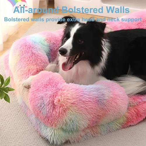 Vista 6 de Camas ortopédicas para perros de gran tamaño con forro impermeable y parte inferior antideslizante, cama rectangular lavable para perros y gatos