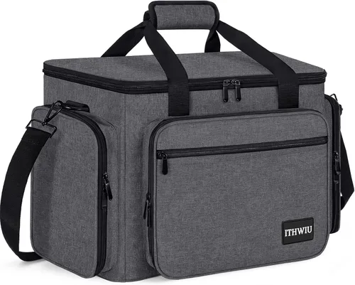 Vista 13 de Estuche de transporte para máquina de coser con múltiples bolsillos de almacenamiento para accesorios, bolsa universal de almacenamiento compatible