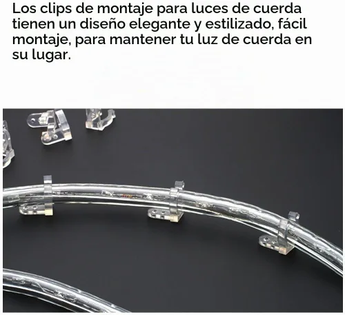 Vista 2 de AKOAK Soporte de clips de luz de cuerda LED, 50 clips de PVC con 100 tornillos para montaje en pared de luz LED y soporte de barra