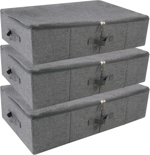 Vista 13 de iwill CREATE PRO Contenedores organizadores plegables de almacenamiento para zapatos debajo de la cama con tapa, cesta organizadora de ropa debajo