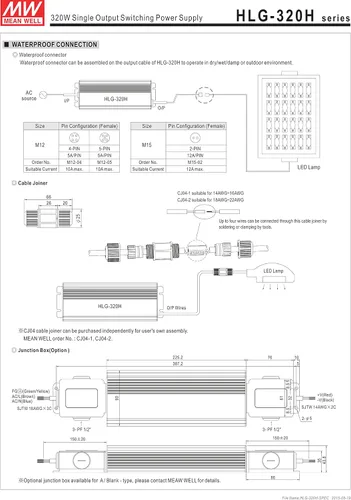 Vista 8 de MEAN WELL HLG-320H-54A Fuente de alimentación LED