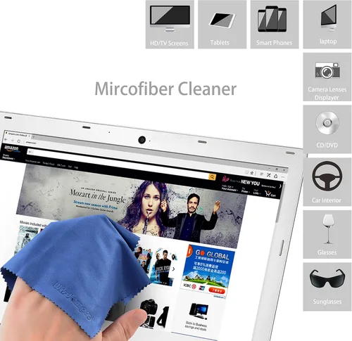Vista 4 de Wisdompro Paquete de 8 paños de limpieza de microfibra de 6 x 7 pulgadas para lente de cámara, lentes, teléfono, iPhone, iPad, tableta, laptop, TV