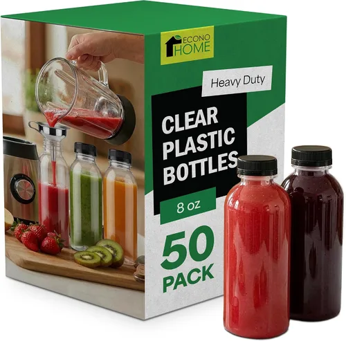 Vista 17 de EconoHome Paquete de 100 botellas redondas de jugo de 16 onzas, sin BPA