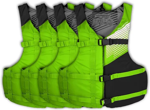 Vista 14 de Stohlquist Universal Fit Adult Life Jacket PFD (4 Pack) Coast Guard Approved, for Men and Women 90+ lbs, Lightweight Neoprene and Adjustable, Ideal