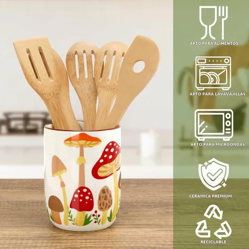 Vista 3 de Nefelibata - Soporte para utensilios de cerámica con forma de hongo