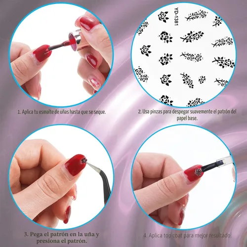 Vista 4 de Blulu 5000 calcomanías para uñas de flores, 100 hojas de calcomanías autoadhesivas 3D, calcomanías de múltiples diseños, calcomanías de manicura