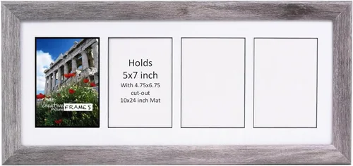 Vista 52 de Creative Picture Frames Marco de Fotos Negro con 2 Aberturas de Vidrio que Contiene Fotografías de 5 por 7 Pulgadas con Paspartú Negro de 10X12