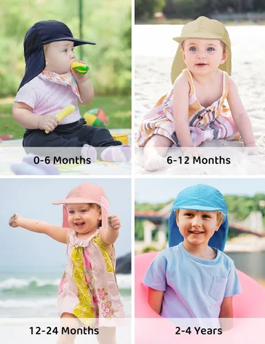 Vista 6 de Durio Sombrero de sol infantil con solapa para el cuello, protección solar UPF 50+, sombrero de verano para bebé, forro transpirable, sombrero