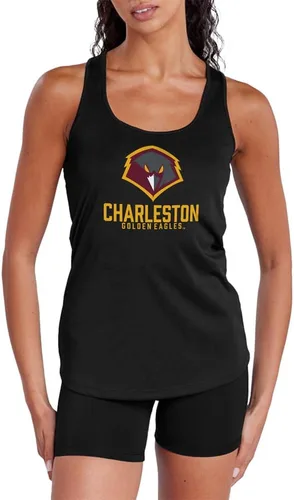 Vista 522 de Camiseta deportiva sin mangas oficial de NCAA Collegiate para mujer, con espalda cruzada, colección con logotipo primario